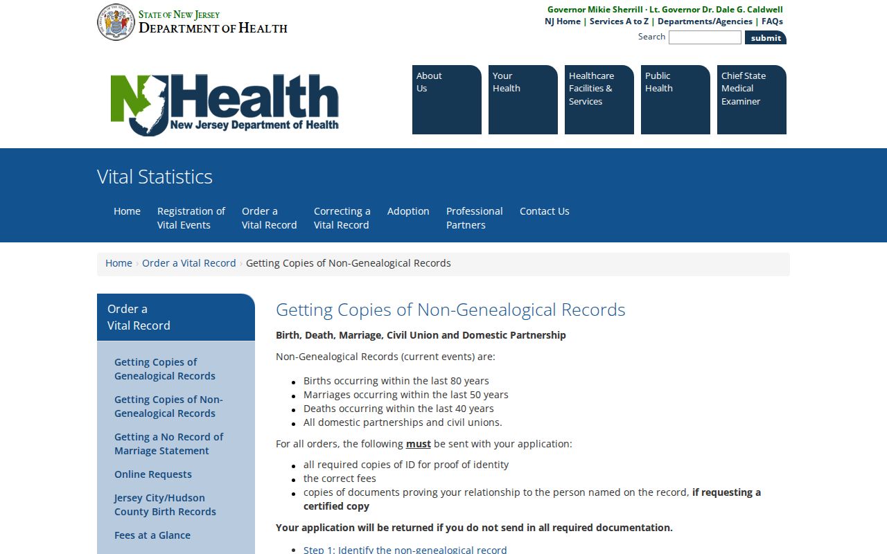 Montclair residents directory New Jersey vital record ordering page