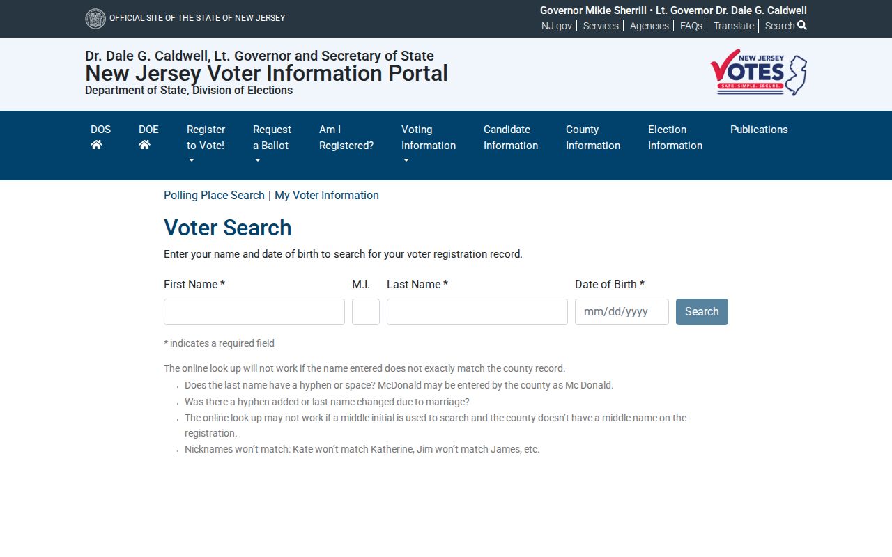 Montclair residents directory New Jersey voter lookup form
