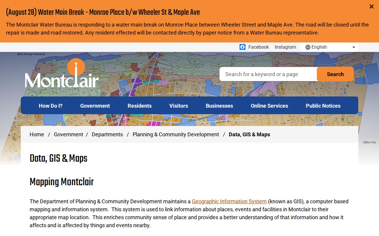 Montclair street directory GIS and historic map resources